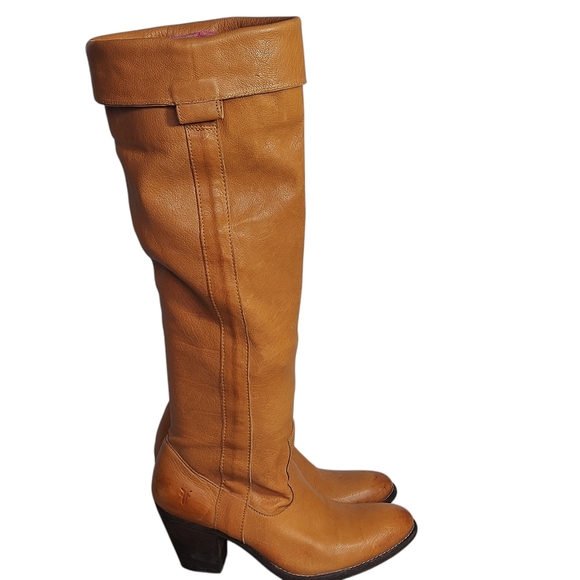 Frye Taylor Honey Brown Over the knee Tall Foldover Flap Riding Boots Western - Picture 5 of 15